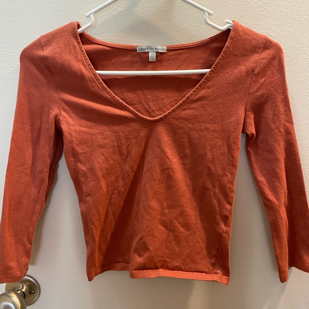 Burnt Orange V-Neck Shirt